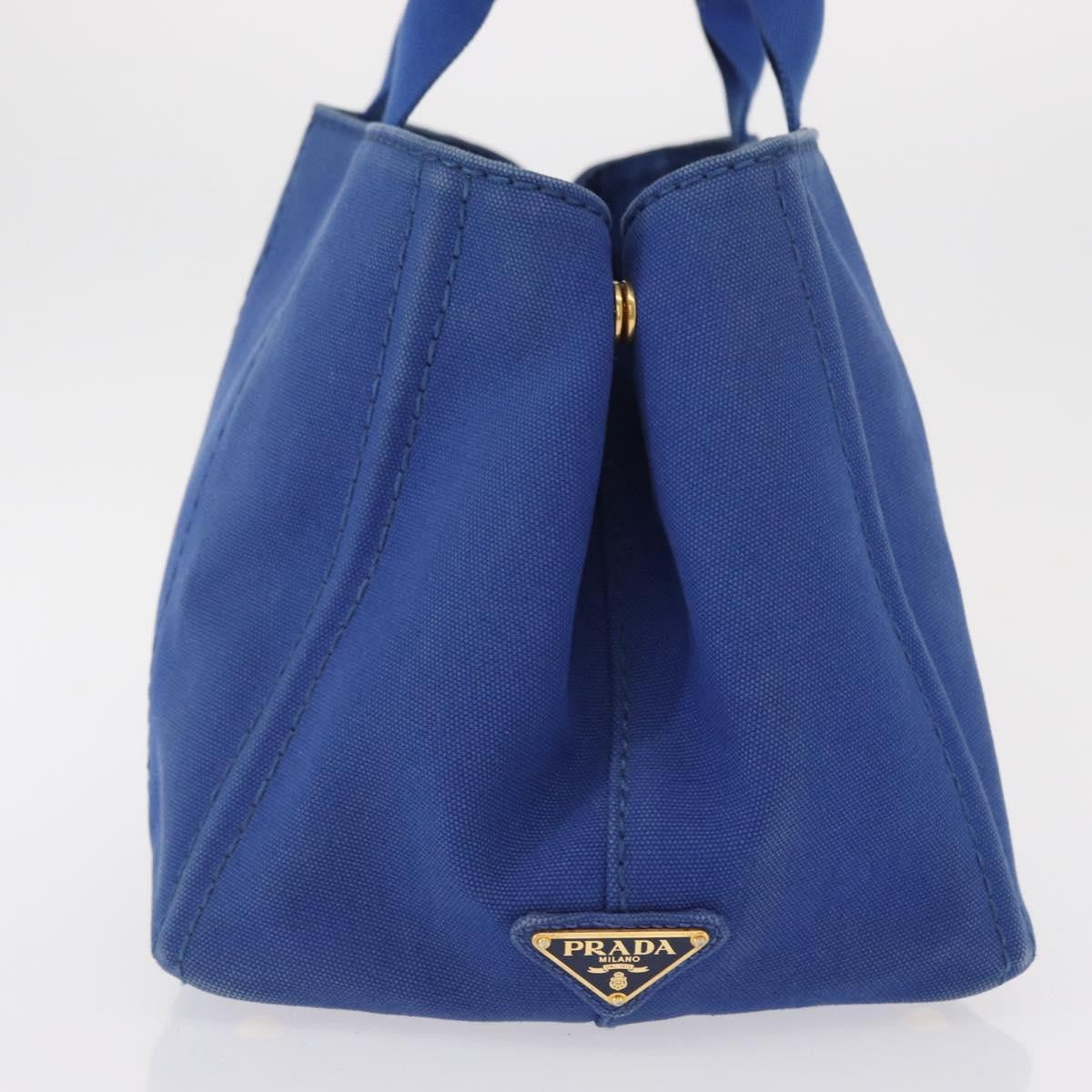 Prada Canapa Open Tote Canvas Blue Canvas Tote Bag Bag (Pre-Owned)