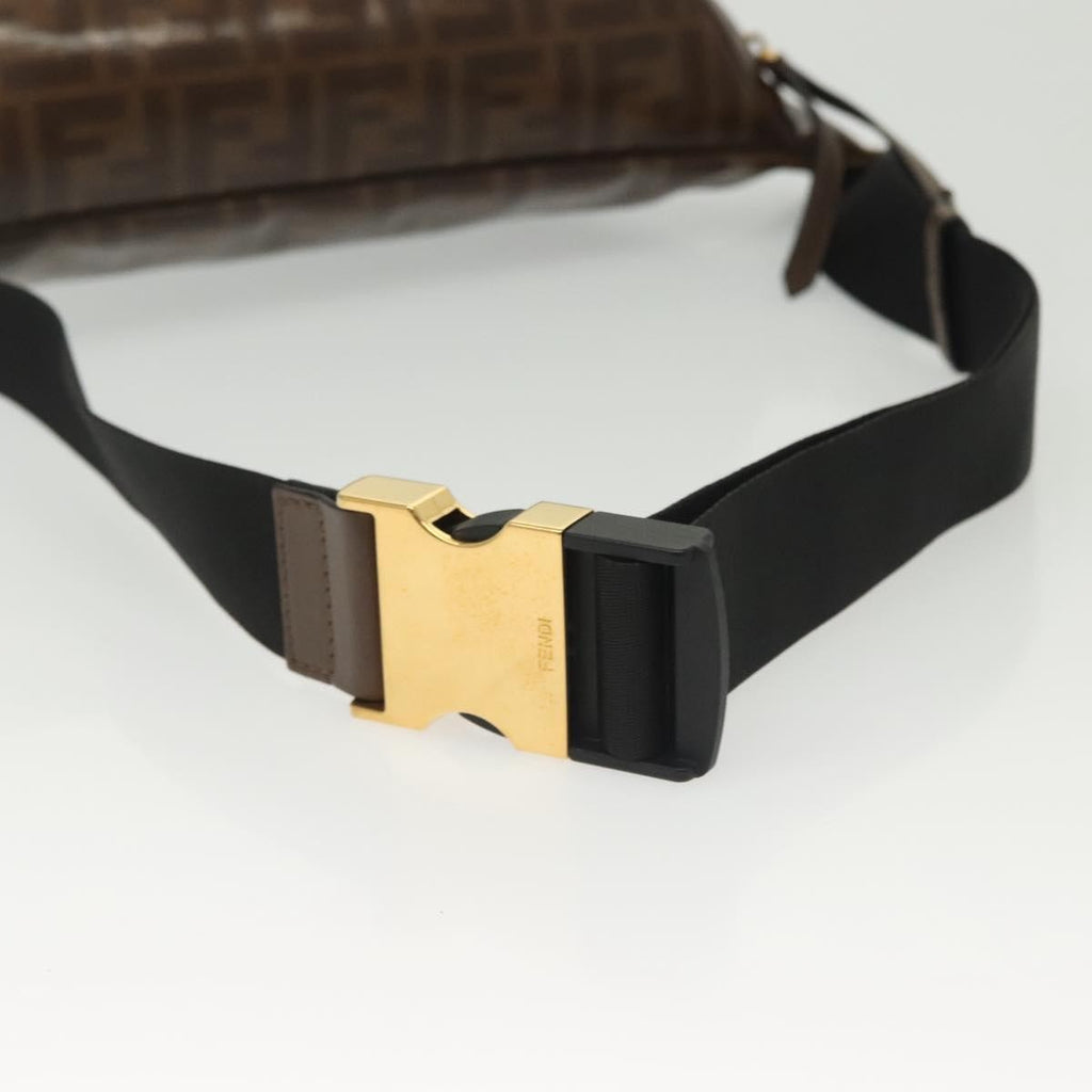 Fendi Mania Logo Waist Bag Zucca Coated Canvas Brown Canvas Clutche & Pouche Bag (Pre-Owned)