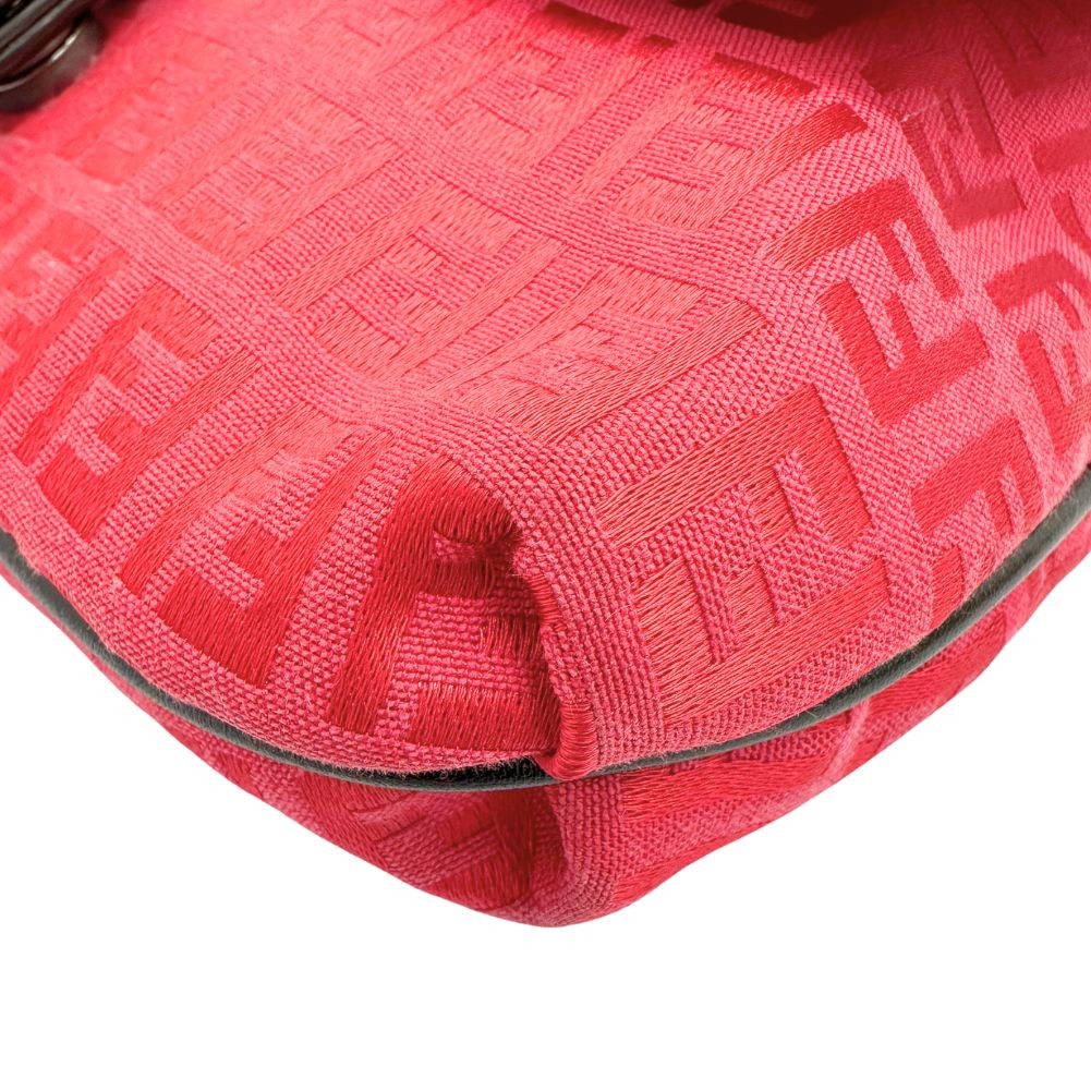 Fendi Flap Crossbody Bag Zucca Canvas Red Canvas Shoulder Bag Bag (Pre-Owned)