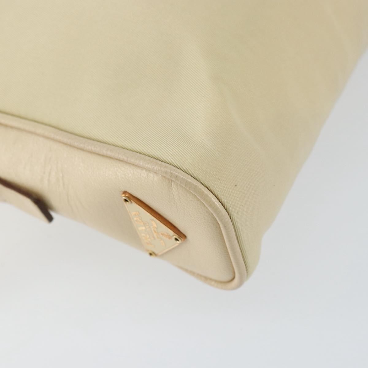 Prada Vintage Handbag Tessuto Beige Nylon Handbag (Pre-Owned)