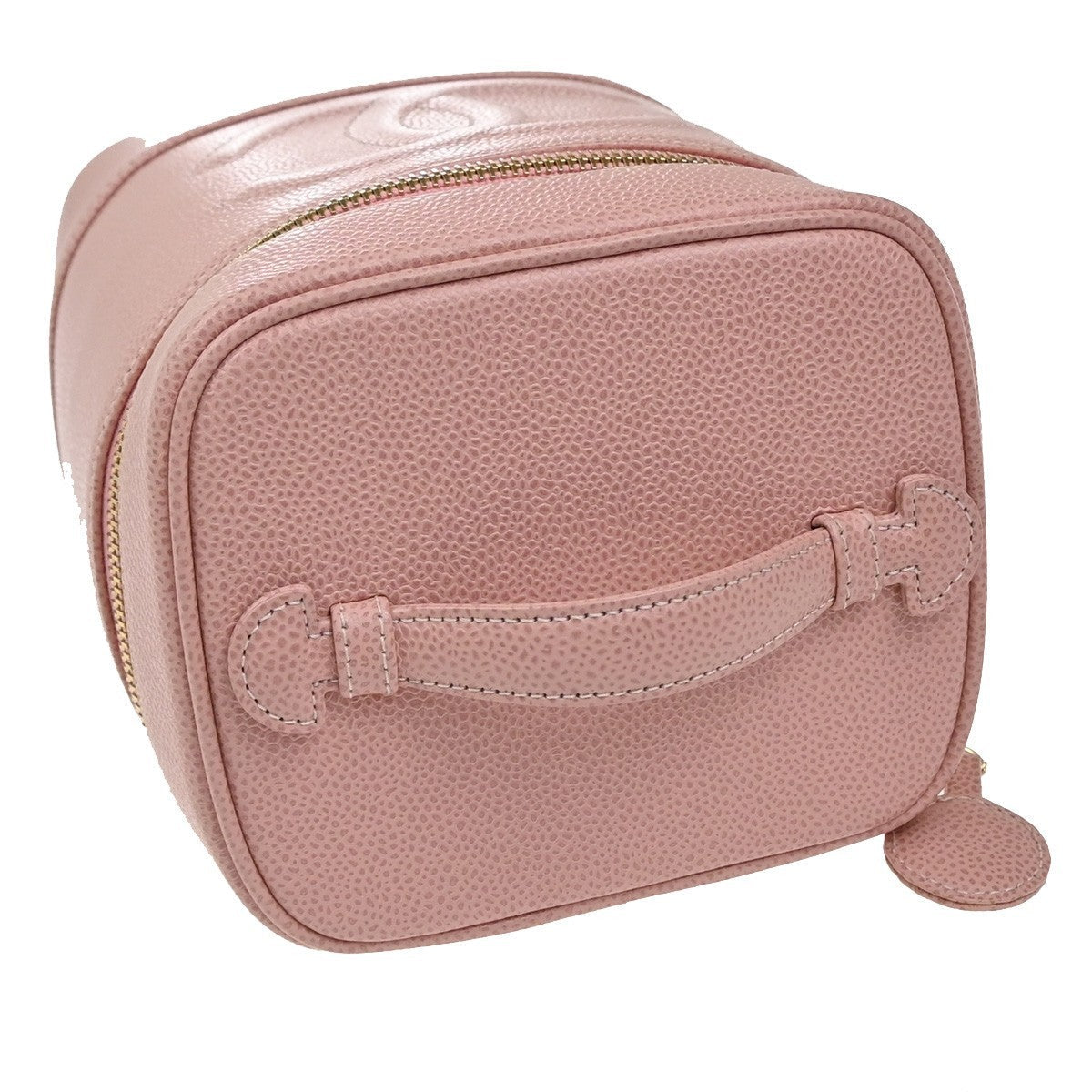 Chanel Vintage Timeless Cosmetic Case Caviar Pink Leather Handbag (Pre-Owned)
