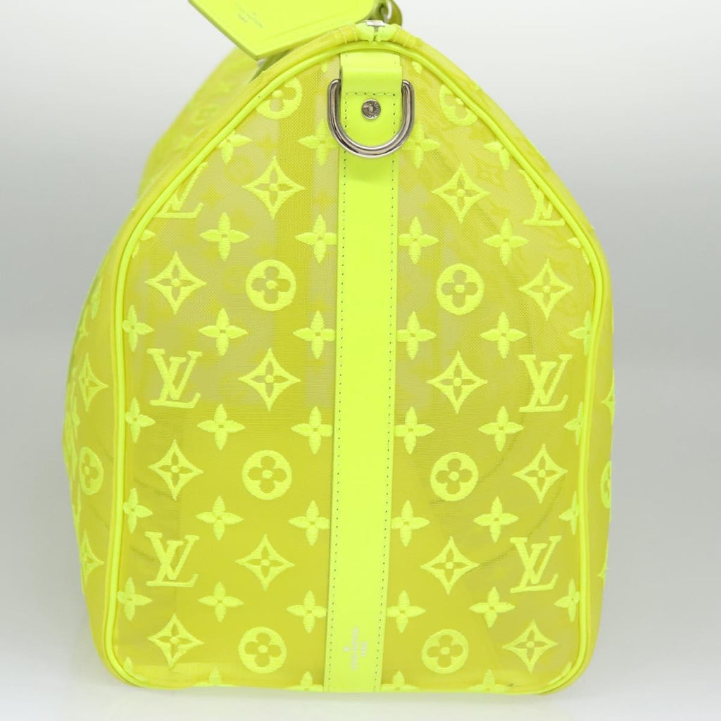 Louis Vuitton Keepall Bandouliere Bag Monogram See Through Mesh Yellow Canvas Travel Bag Bag (Pre-Owned)