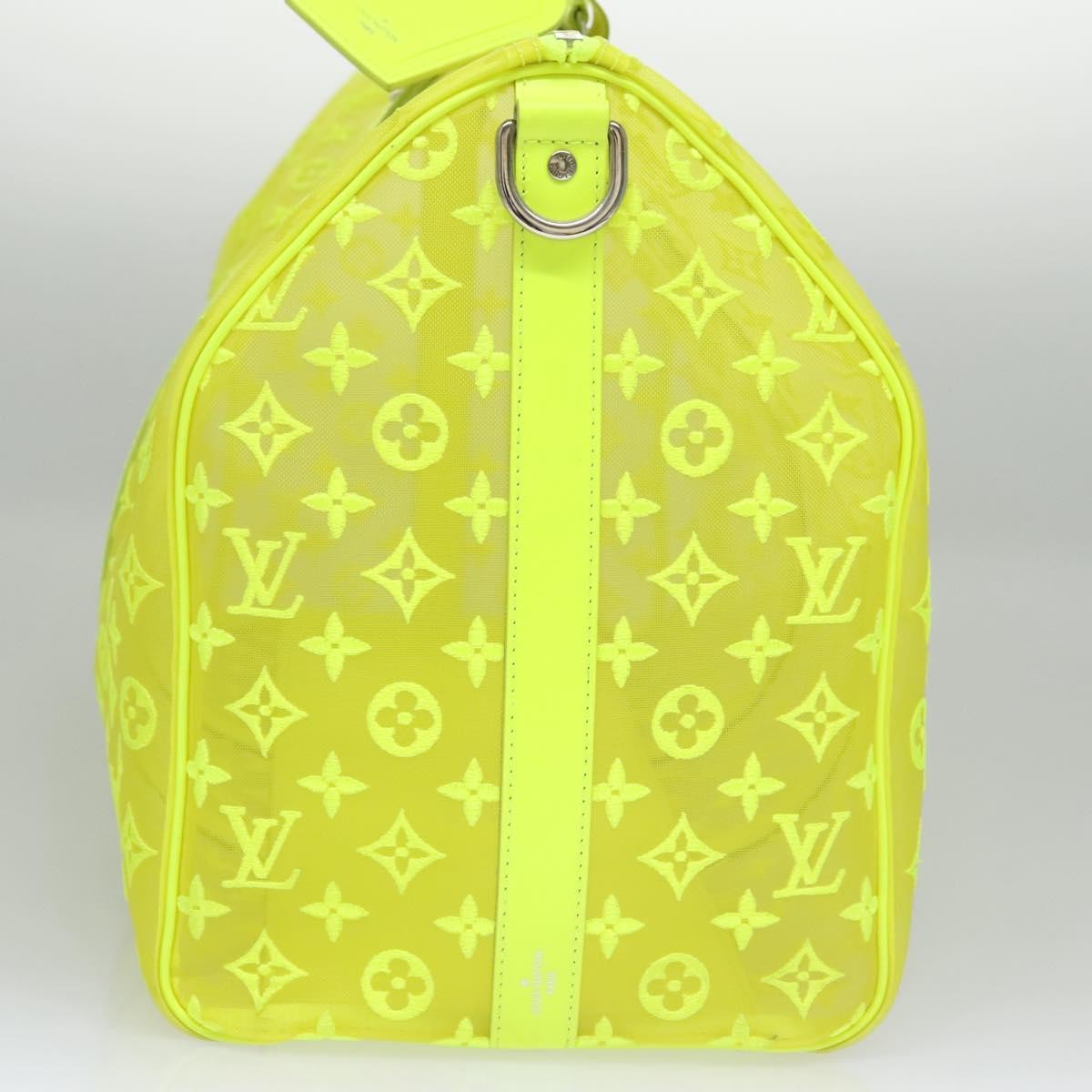 Louis Vuitton Keepall Bandouliere Bag Monogram See Through Mesh Yellow Canvas Travel Bag Bag (Pre-Owned)