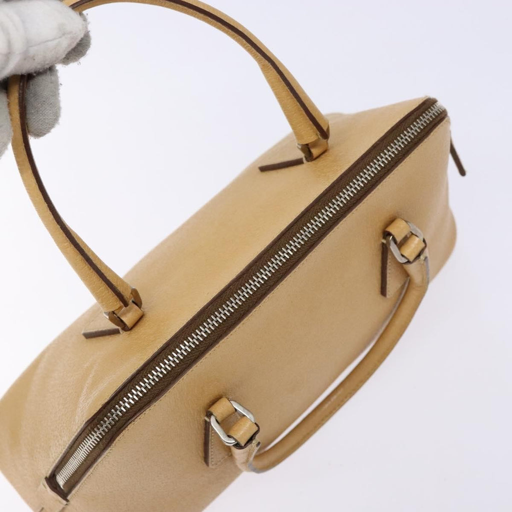 Prada Cuir Promenade Bag Saffiano Leather Beige Leather Handbag (Pre-Owned)