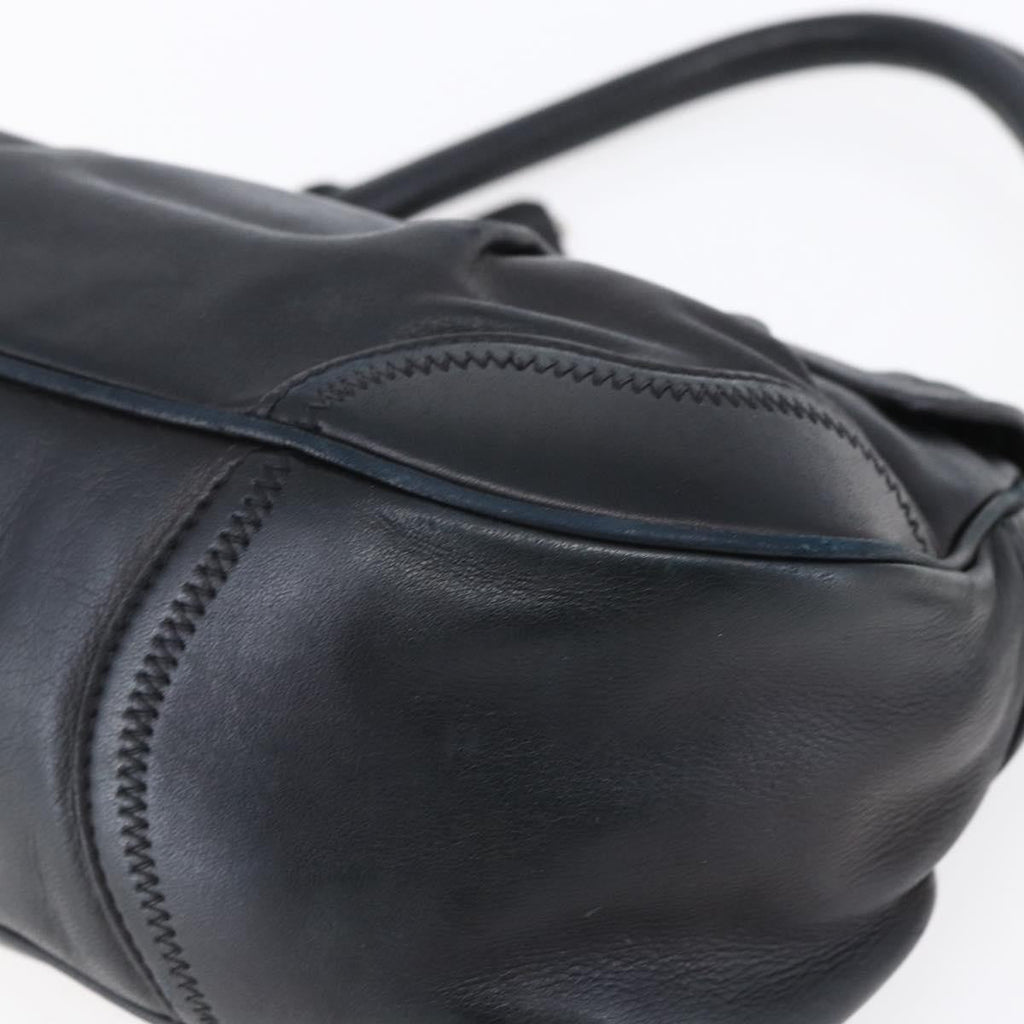 Prada Pushlock Shoulder Bag Leather Black Leather Shoulder Bag Bag (Pre-Owned)