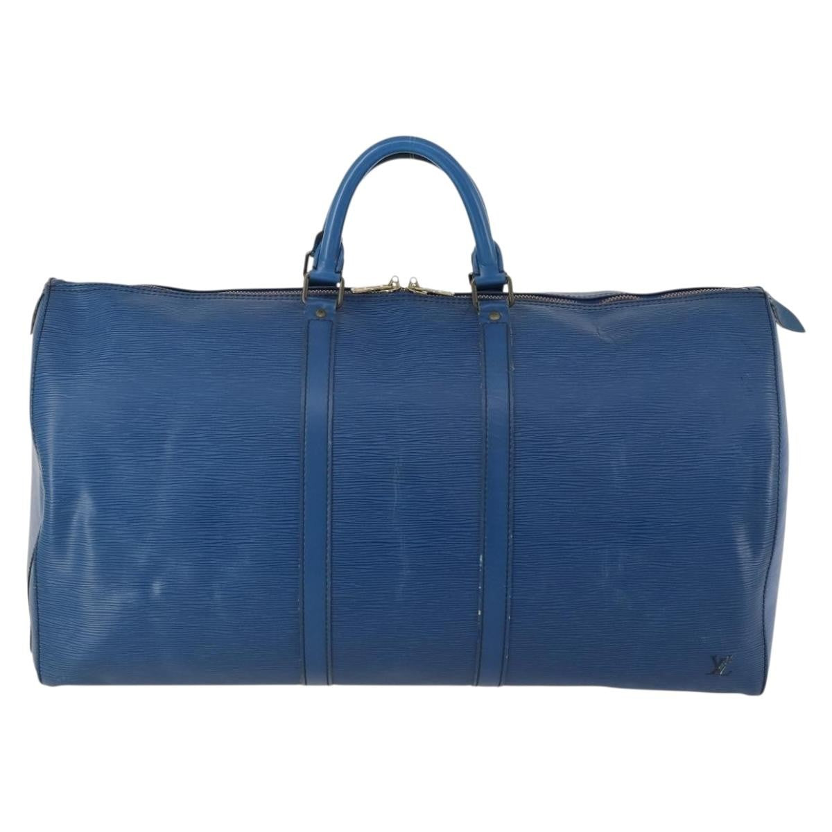Louis Vuitton Keepall Bag Epi Leather Blue Leather Travel Bag Bag (Pre-Owned)