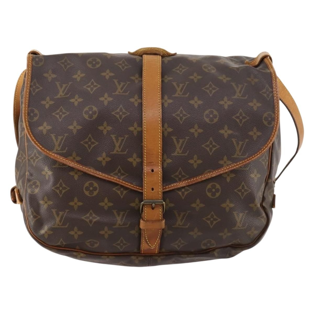 Louis Vuitton Saumur Handbag Monogram Canvas Brown Canvas Shoulder Bag Bag (Pre-Owned)