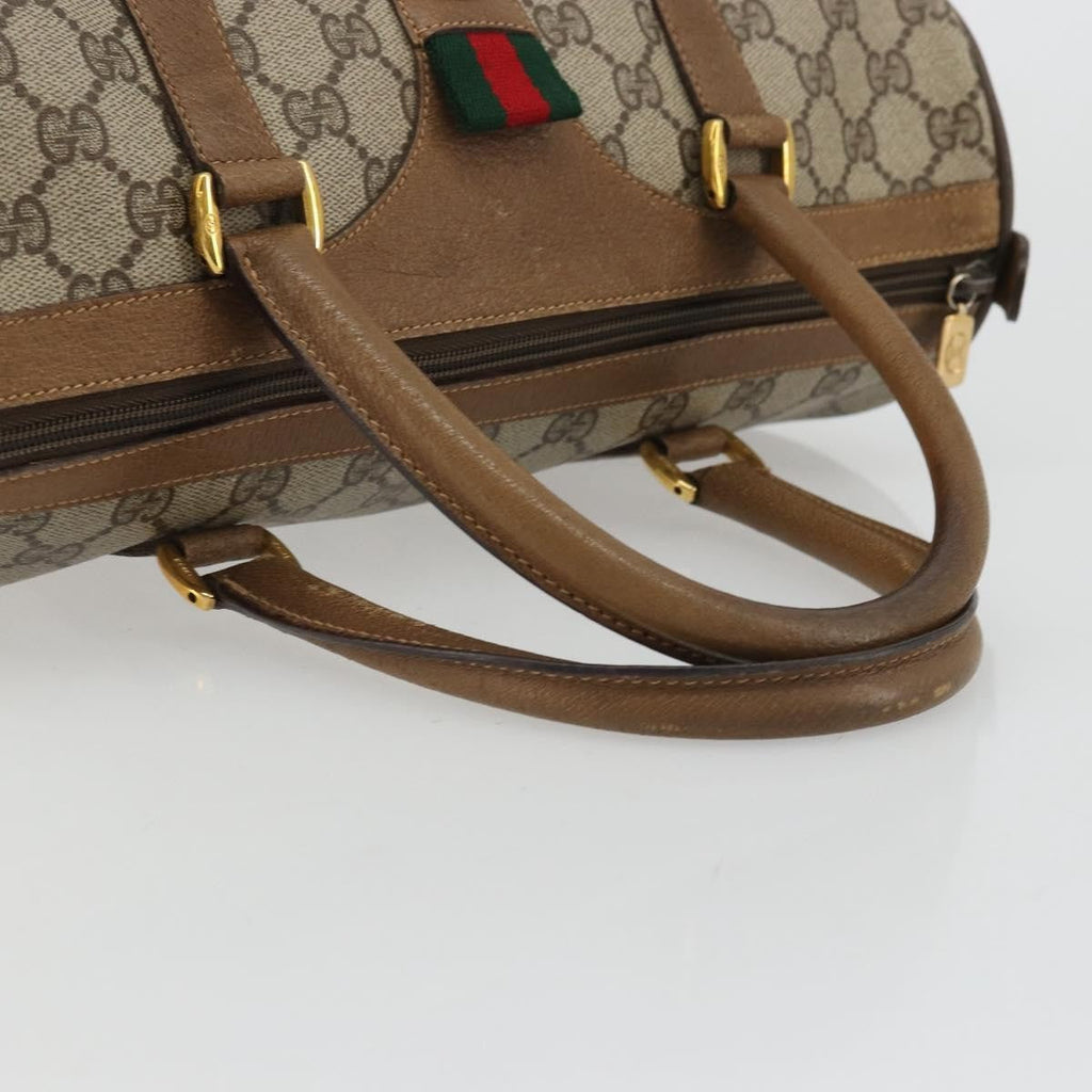 Gucci Vintage Web Sherry Line Handbag Micro Gg Canvas Beige Canvas Handbag (Pre-Owned)