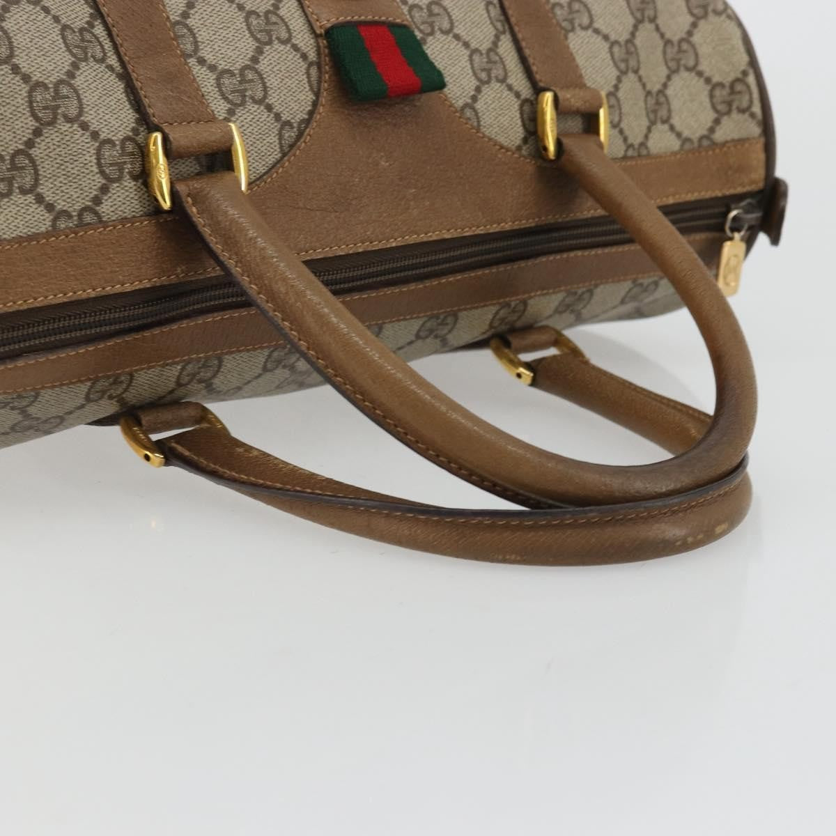 Gucci Vintage Web Sherry Line Handbag Micro Gg Canvas Beige Canvas Handbag (Pre-Owned)