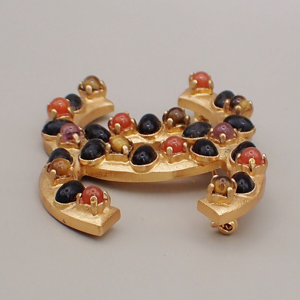 Chanel Cc Logo Brooch Crystal Embellished Metal Gold Gold_Plated Brooch Jewelry (Pre-Owned)