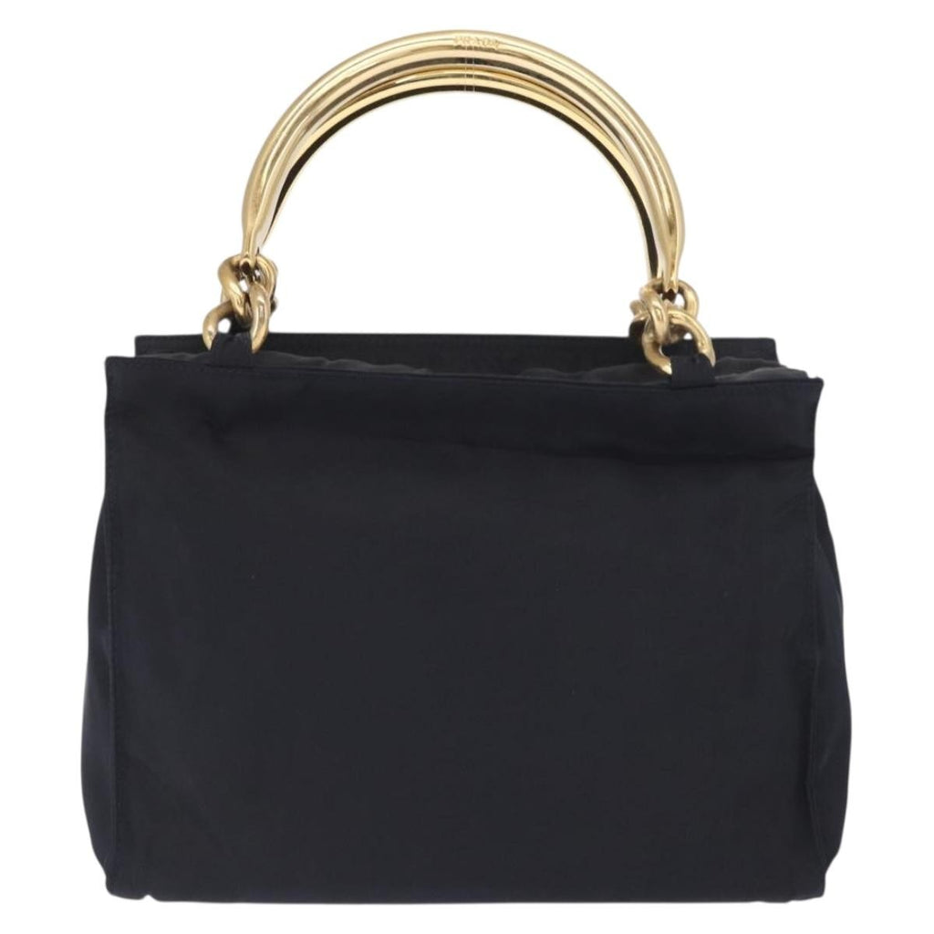 Prada Metal Handles Tote Tessuto Navy Nylon Tote Bag Bag (Pre-Owned)