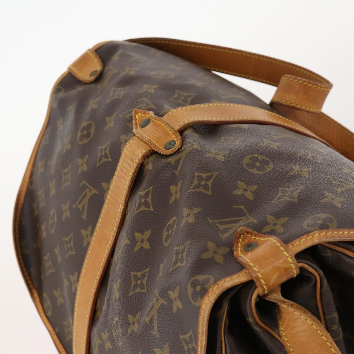 Louis Vuitton Saumur Handbag Monogram Canvas Brown Canvas Shoulder Bag Bag (Pre-Owned)