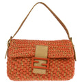 Fendi Baguette Bag Wool Orange Wool Shoulder Bag Bag (Pre-Owned)
