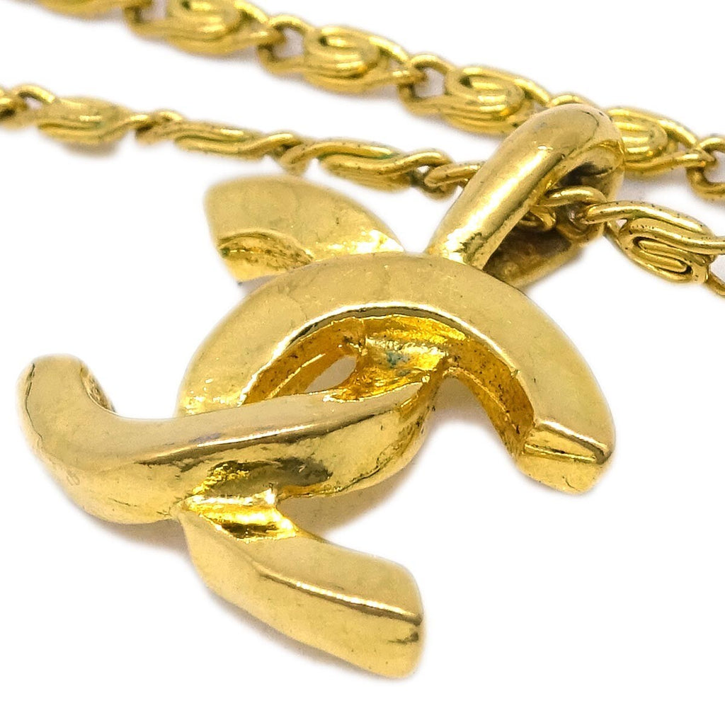 Chanel Cc Pendant Necklace Metal Gold Gold_Plated Necklace Jewelry (Pre-Owned)