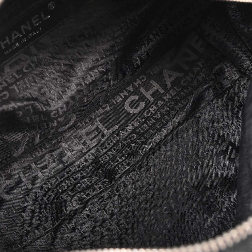 Chanel Vintage Zip Bowler Bag Printed Jacquard Black Cotton Shoulder Bag Bag (Pre-Owned)