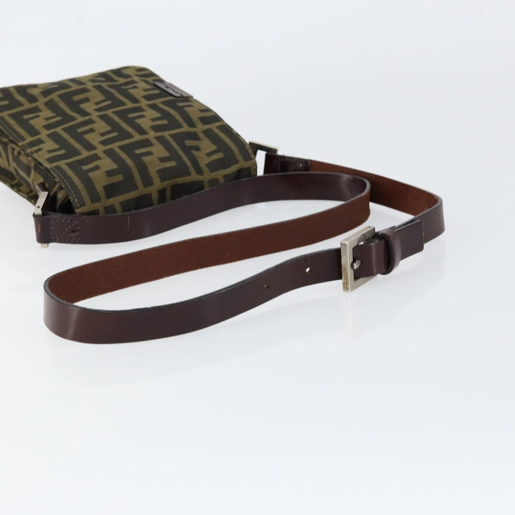 Fendi Flat Messenger Bag Zucca Canvas Brown Canvas Shoulder Bag Bag (Pre-Owned)