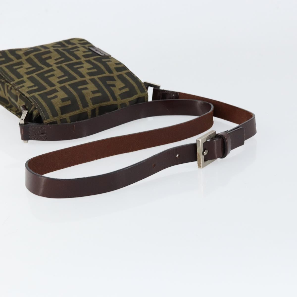 Fendi Flat Messenger Bag Zucca Canvas Brown Canvas Shoulder Bag Bag (Pre-Owned)