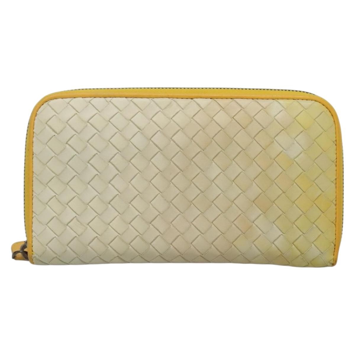 Bottega Veneta Intrecciato Long Zip  Wallet Leather Beige Leather Wallets Accessory (Pre-Owned)