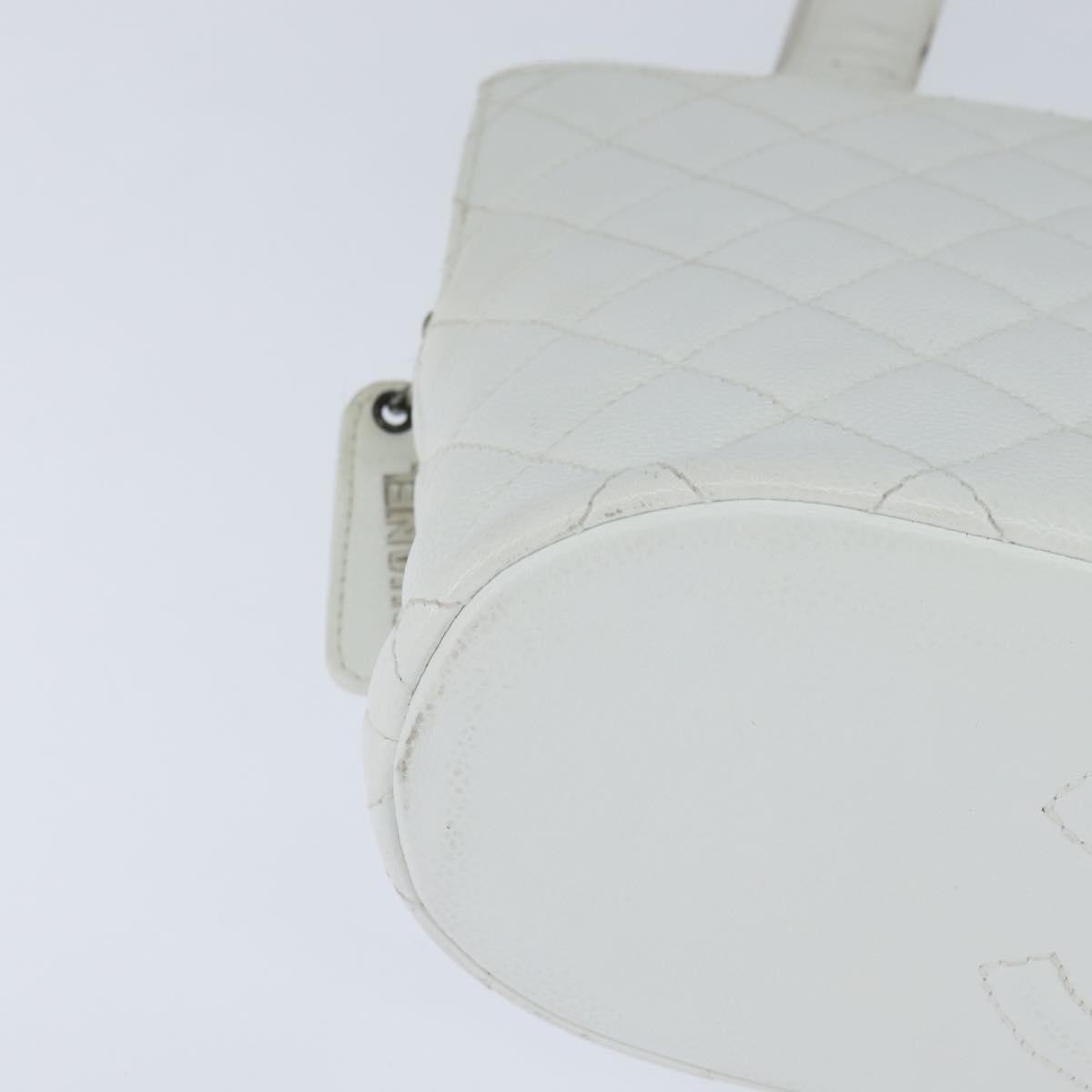 Chanel Vintage Cc Zip Around Bowler Bag Quilted Caviar White Leather Tote Bag Bag (Pre-Owned)