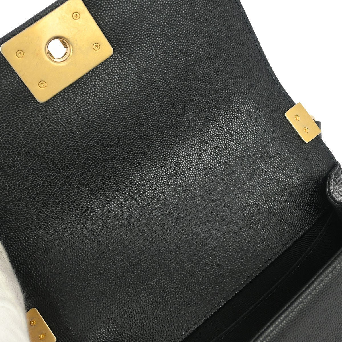 Chanel Boy Flap Bag Quilted Caviar Black Leather Shoulder Bag Bag (Pre-Owned)