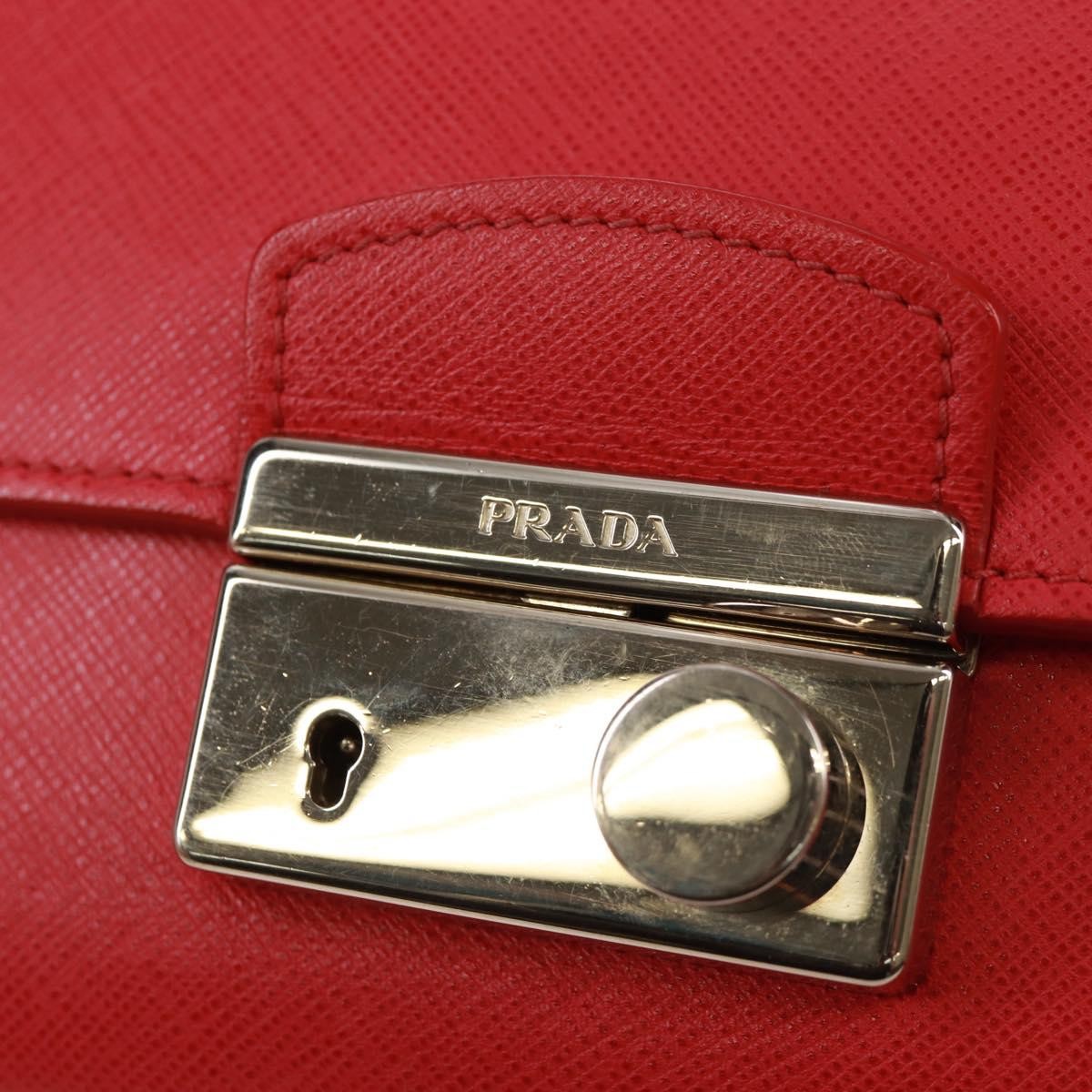Prada Sound Chain Shoulder Bag Saffiano Leather Red Leather Shoulder Bag Bag (Pre-Owned)
