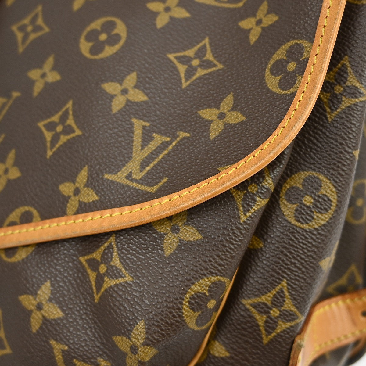 Louis Vuitton Saumur Handbag Monogram Canvas Brown Canvas Shoulder Bag Bag (Pre-Owned)