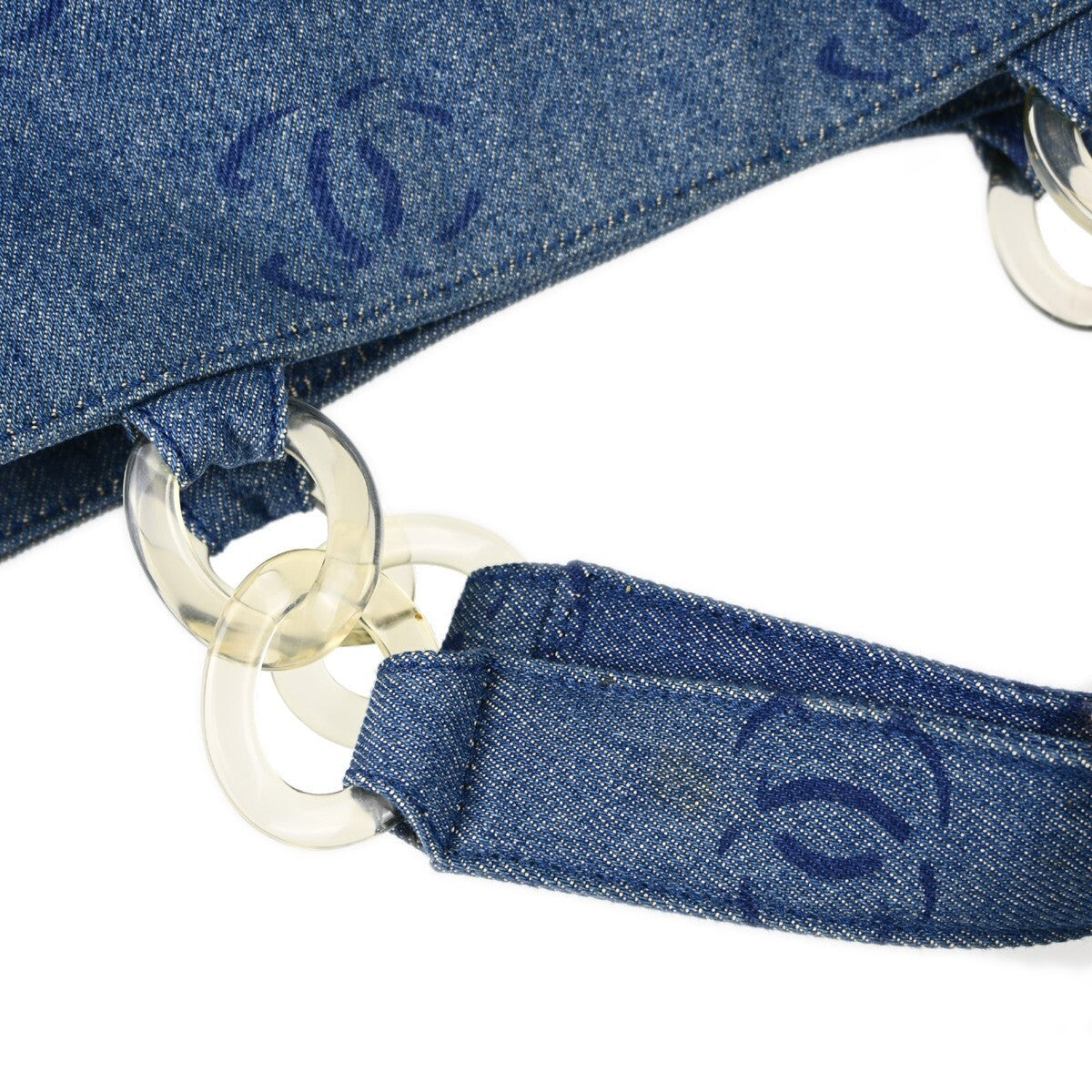 Chanel Vintage Cc Tote Denim Blue Denim_Jeans Tote Bag Bag (Pre-Owned)