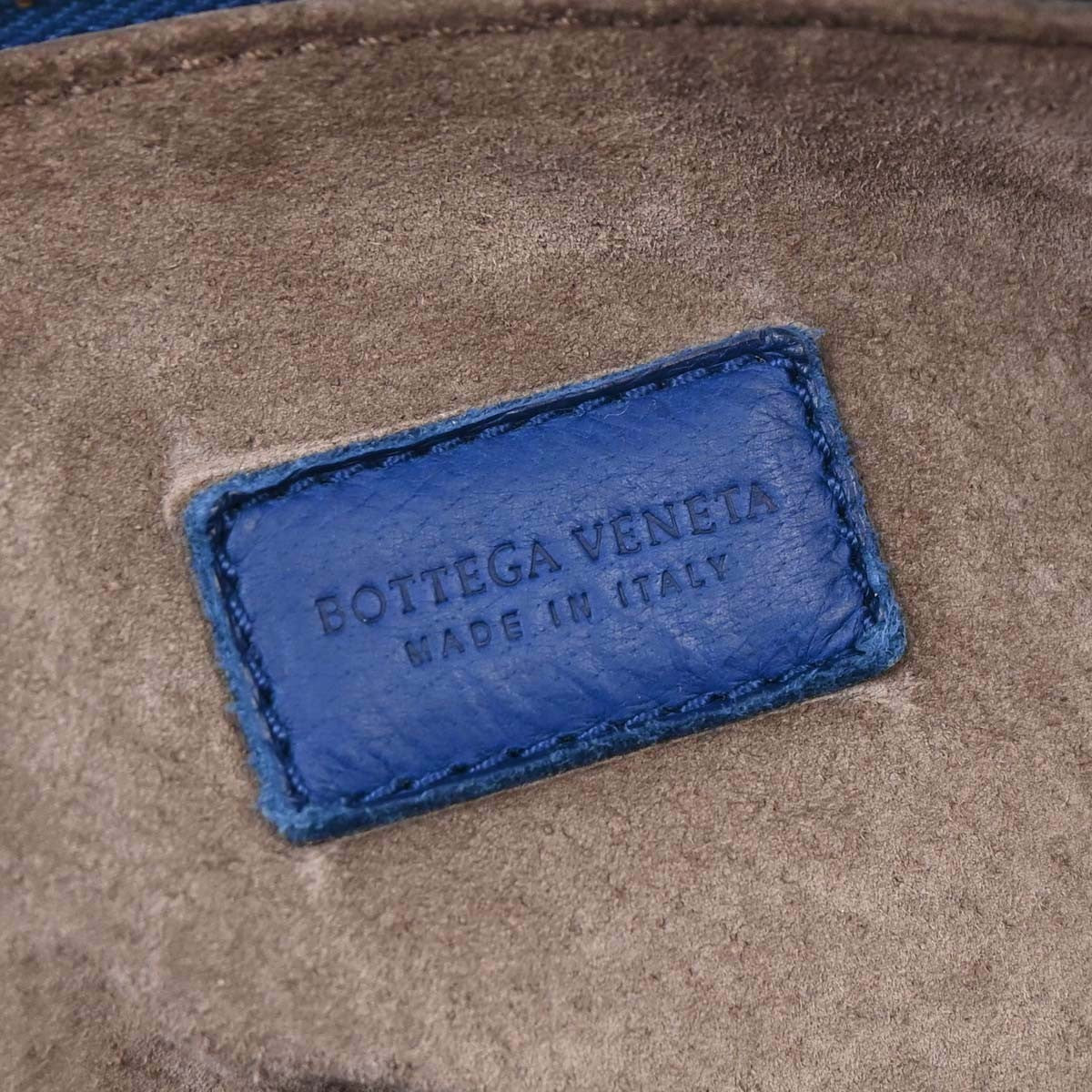 Bottega Veneta Intrecciato Handbag Leather Blue Leather Handbag (Pre-Owned)