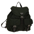 Prada Vela Double Front Pocket Backpack Tessuto With Saffiano Leather Khaki Nylon Backpack Bag (Pre-Owned)