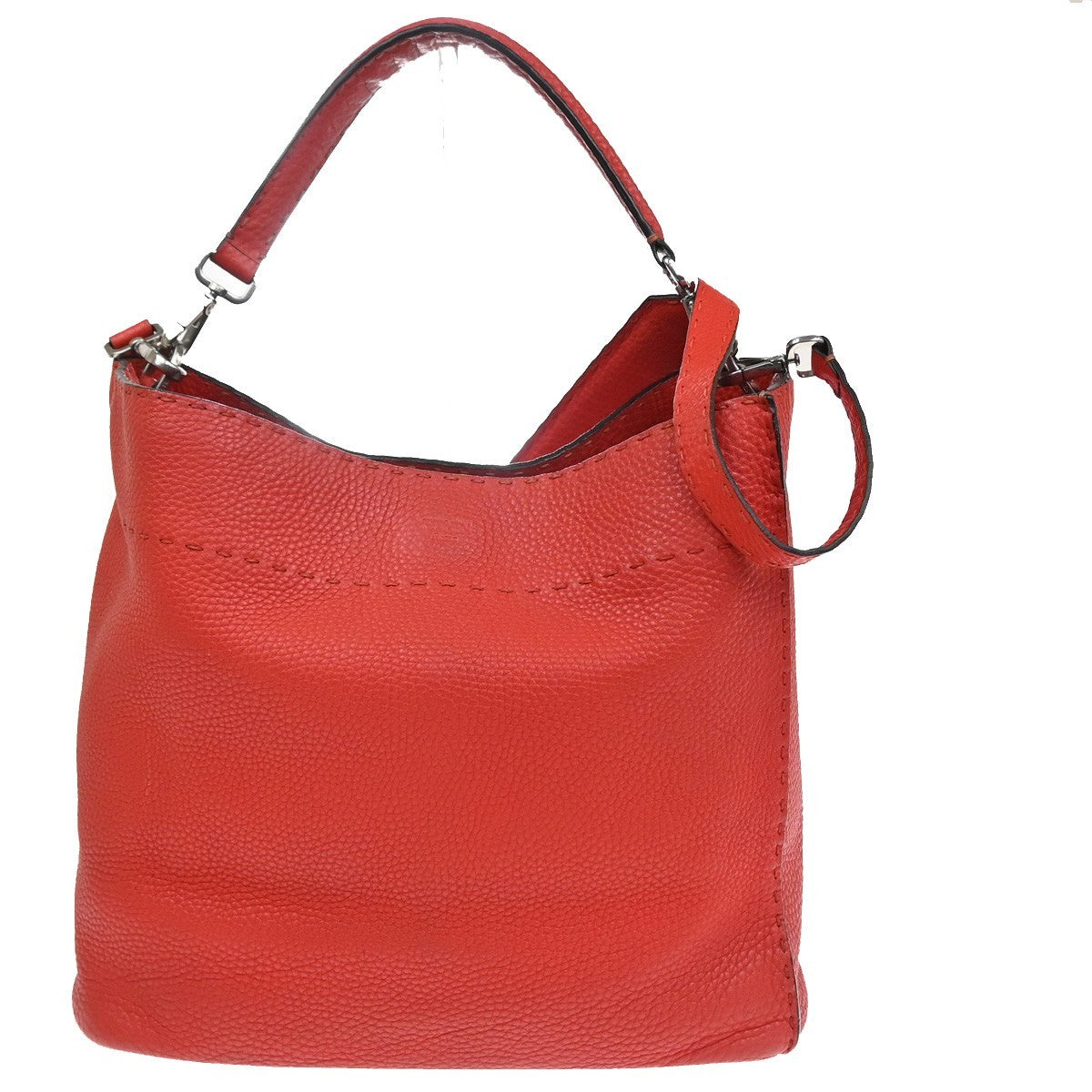 Fendi Selleria Anna Bucket Bag Leather Red Leather Tote Bag Bag (Pre-Owned)