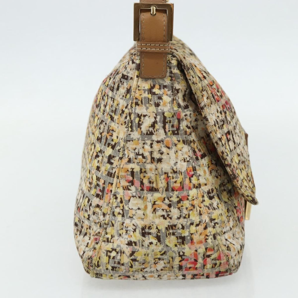 Fendi Mamma Baguette Zucca Canvas Beige Canvas Shoulder Bag Bag (Pre-Owned)