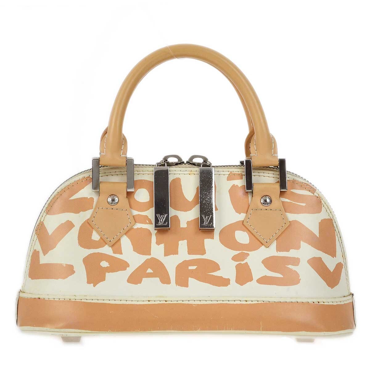 Louis Vuitton Alma Handbag Limited Edition Graffiti Leather Beige Leather Handbag (Pre-Owned)