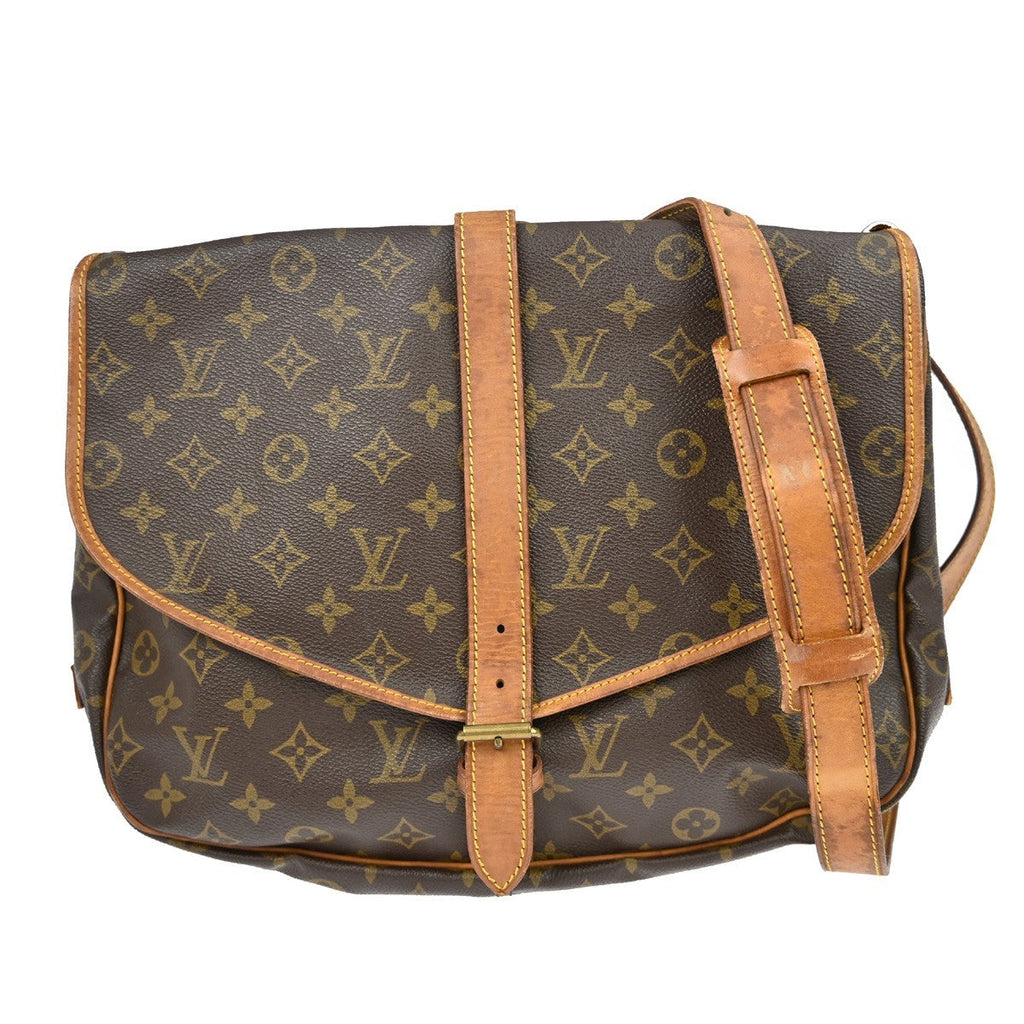 Louis Vuitton Saumur Handbag Monogram Canvas Brown Canvas Shoulder Bag Bag (Pre-Owned)