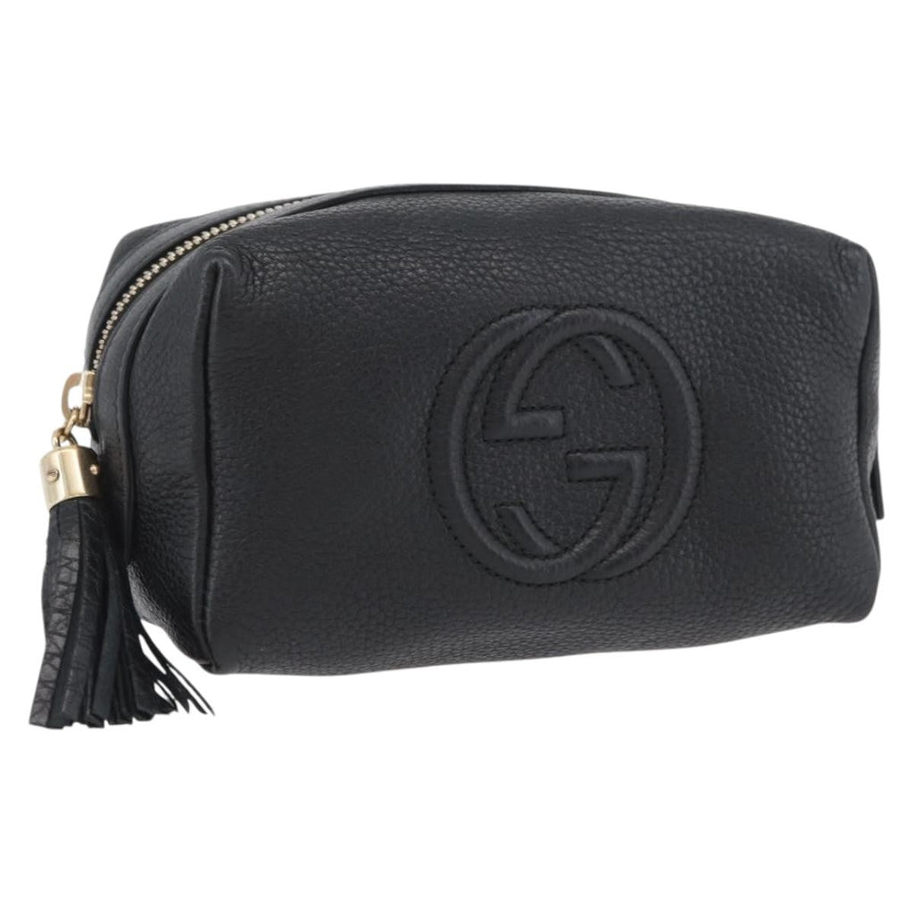 Gucci Soho Toiletry Pouch Leather Black Leather Clutche & Pouche Bag (Pre-Owned)