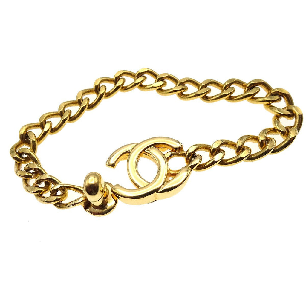 Chanel Vintage Cc Turnlock Chain Bracelet Metal Gold Gold_Plated Bracelet Jewelry (Pre-Owned)
