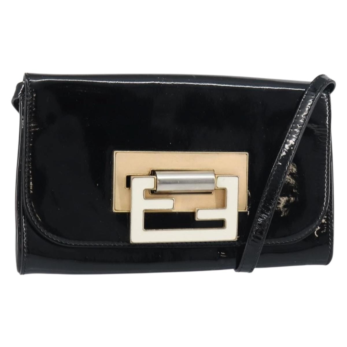 Fendi Vintage Shoulder Bag Enamel Black Patent_Leather Shoulder Bag Bag (Pre-Owned)