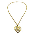 Chanel Cc Heart Pendant Necklace Metal Gold Gold_Plated Necklace Jewelry (Pre-Owned)