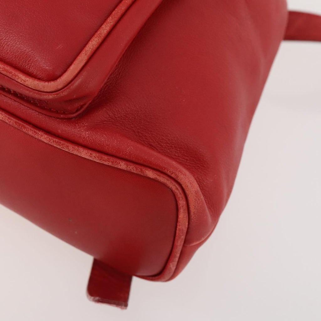 Gucci Vintage Bamboo Backpack Leather Red Leather Backpack Bag (Pre-Owned)