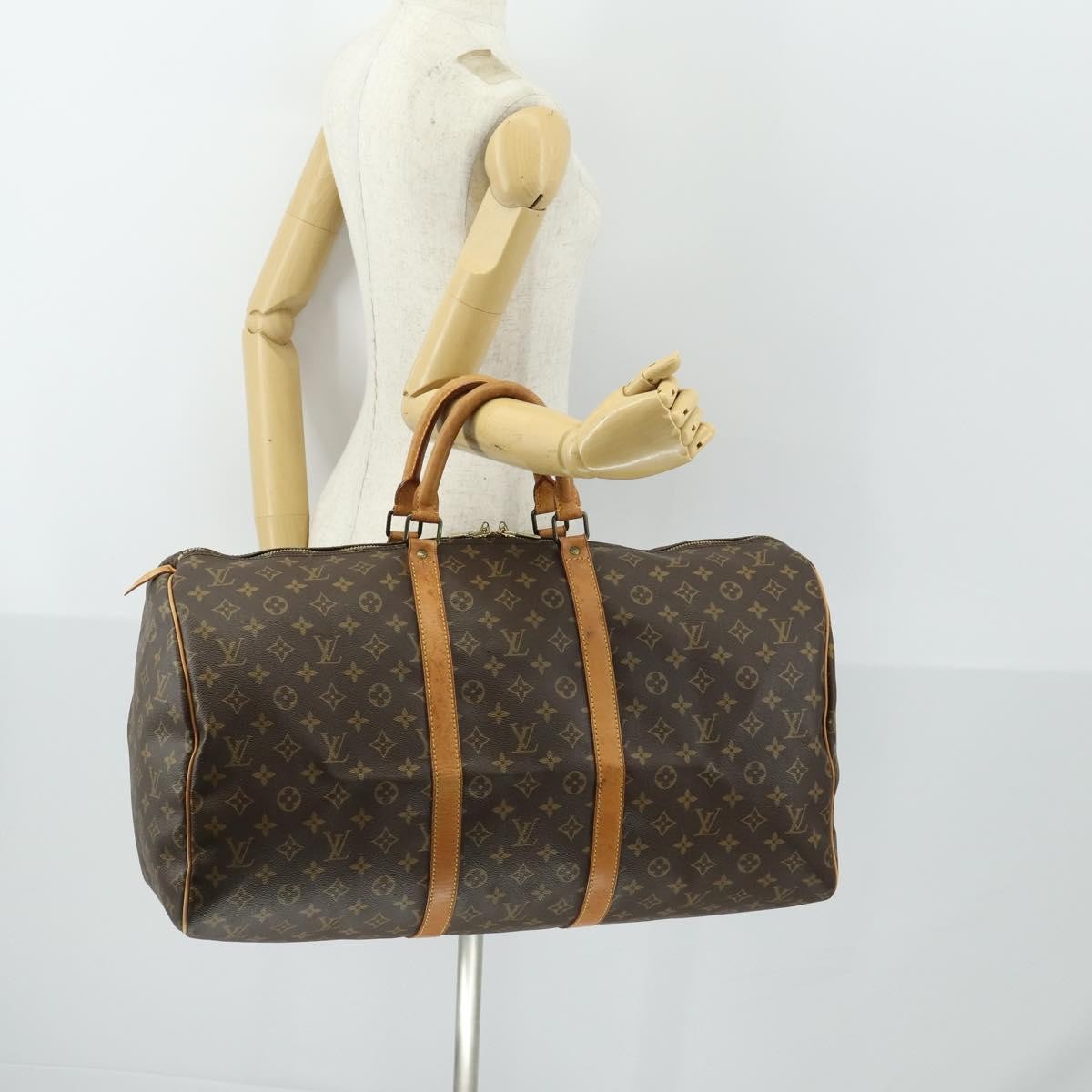 Louis Vuitton Keepall Bag Monogram Canvas Brown Canvas Travel Bag Bag (Pre-Owned)