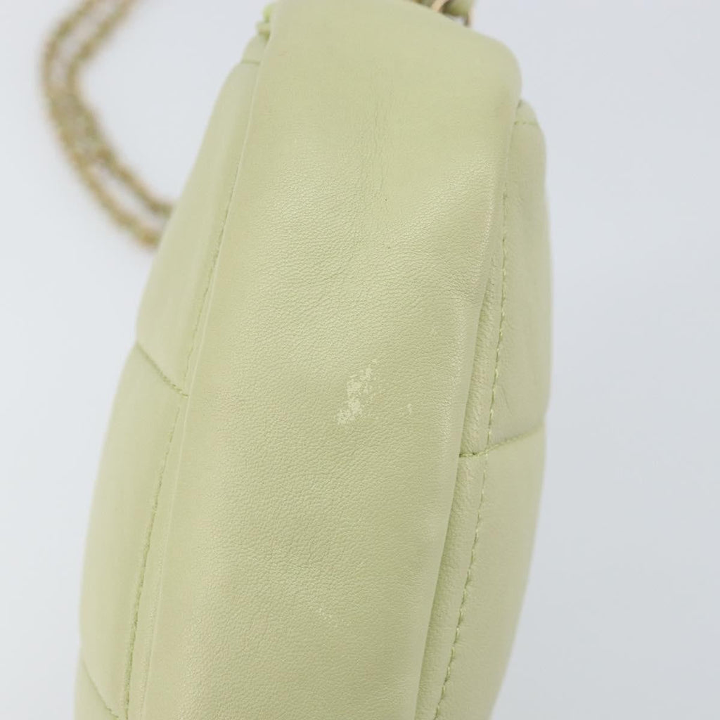 Chanel Diamond Chain Crossbody Bag Quilted Lambskin Green Leather Shoulder Bag Bag (Pre-Owned)