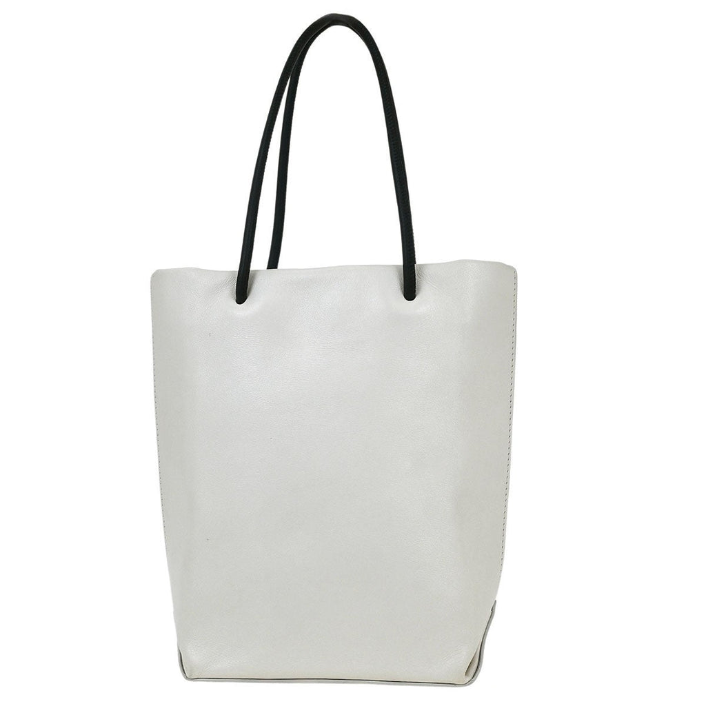 Chanel Essential Shopping Tote Leather White Calfskin Tote Bag Bag (Pre-Owned)