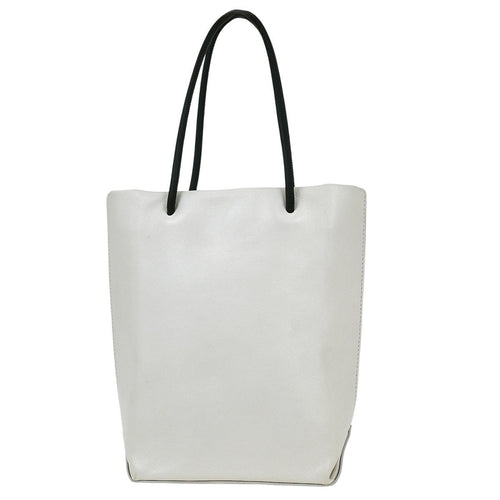 Chanel Essential Shopping Tote Leather White Calfskin Tote Bag Bag (Pre-Owned)