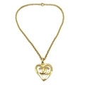 Chanel Cc Heart Pendant Necklace Metal Gold Gold_Plated Necklace Jewelry (Pre-Owned)
