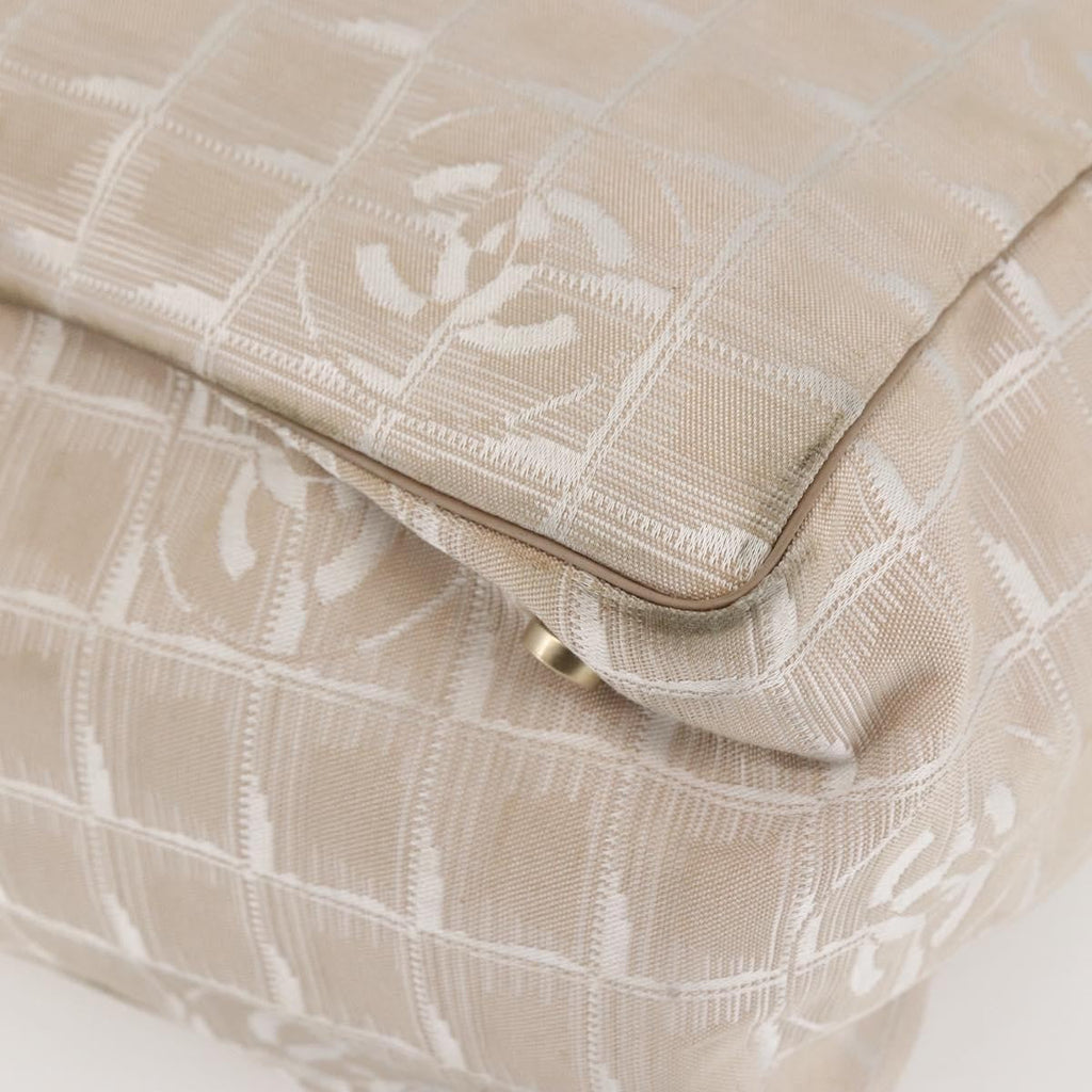 Chanel Travel Line Tote Nylon Beige Nylon Bag (Pre-Owned)