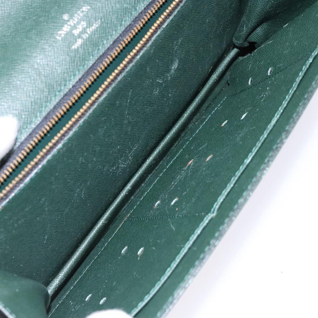 Louis Vuitton Kourad Pouch Taiga Green Leather Clutche & Pouche Bag (Pre-Owned)