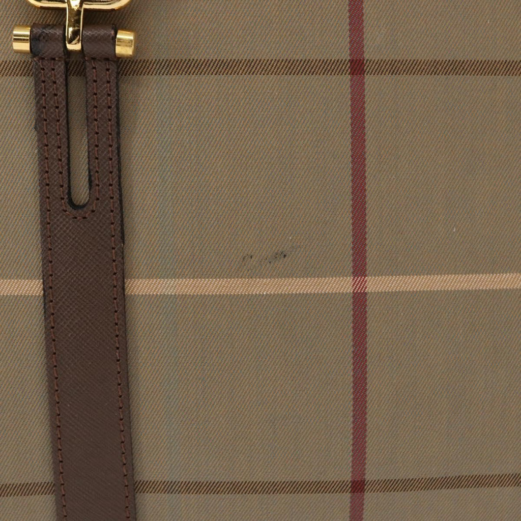 Burberry Nova Check Boston Bag Canvas Beige Canvas Handbag (Pre-Owned)