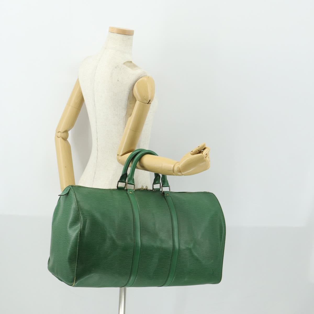 Louis Vuitton Keepall Bag Epi Leather Green Leather Travel Bag Bag (Pre-Owned)