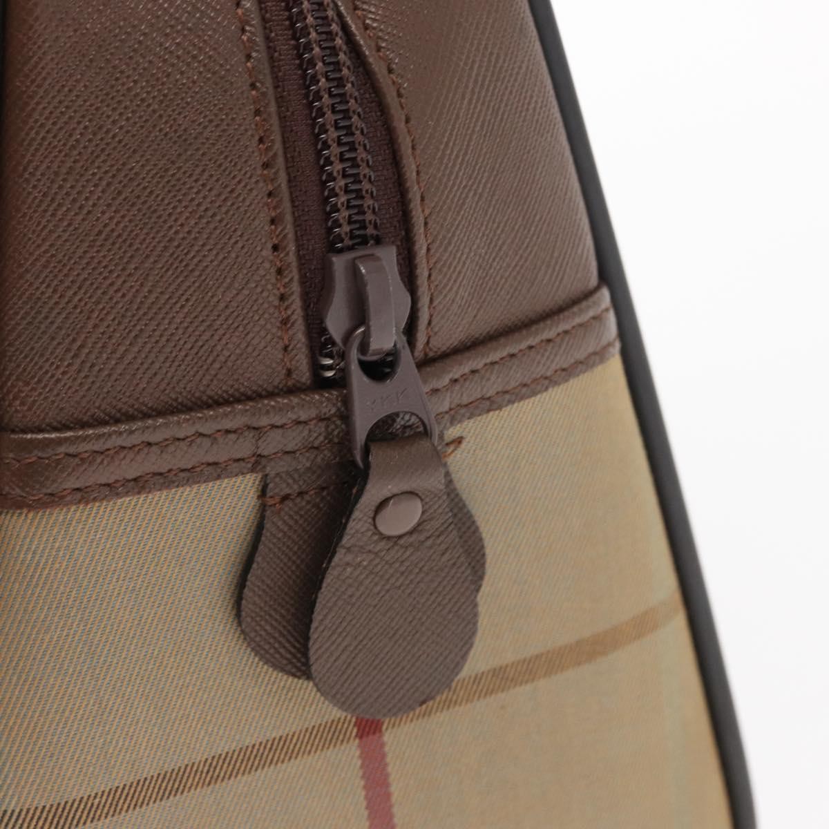 Burberry Nova Check Boston Bag Canvas Beige Canvas Handbag (Pre-Owned)