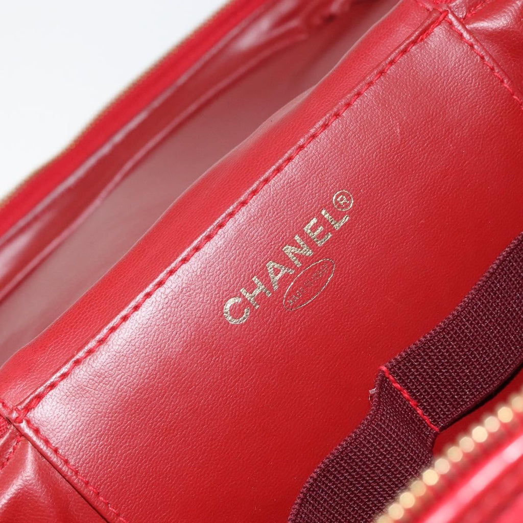 Chanel Vintage Vanity Case Patent Red Patent_Leather Handbag (Pre-Owned)
