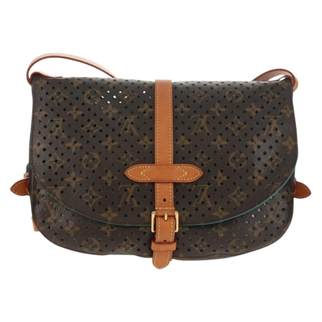 Louis Vuitton Flore Saumur Handbag Perforated Monogram Canvas Brown Canvas Shoulder Bag Bag (Pre-Owned)